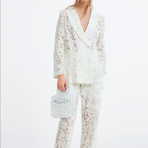 zara white lace jacket